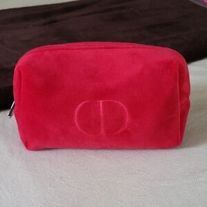 Dior Scarlet Velvet Pouch with Metallic Accent